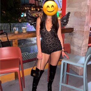 Black Lace Halter Romper